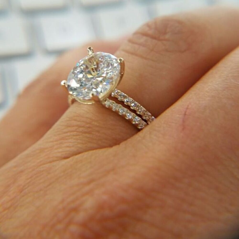 14k Solid Yellow Gold Engagement Ring&Wedding Band